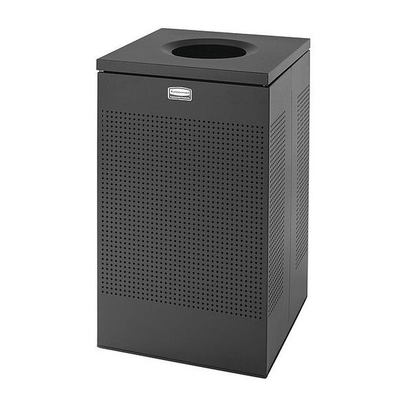 SILHOUETTE 20 gal Square Trash Can, Textured Black, None, Steel, 18 3/4 in