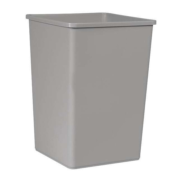 Untouchable(R) 35 gal Square Indoor Plastic Can, Gray, None, Plastic, 19 1/2 in