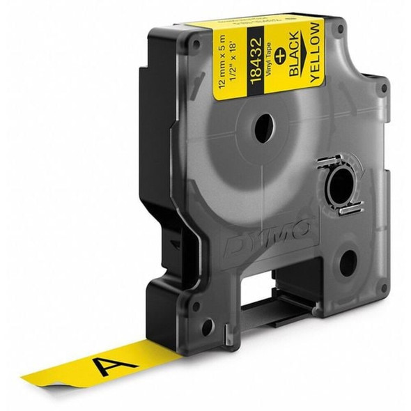 Dymo Label Tape Cartridge, Black-Yellow, Labels-Roll: Continuous 18432