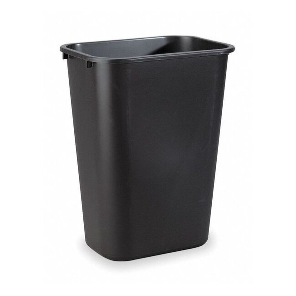 Deskside 10 gal Rectangular Indoor Plastic Can, Black, None, Plastic, 11 in