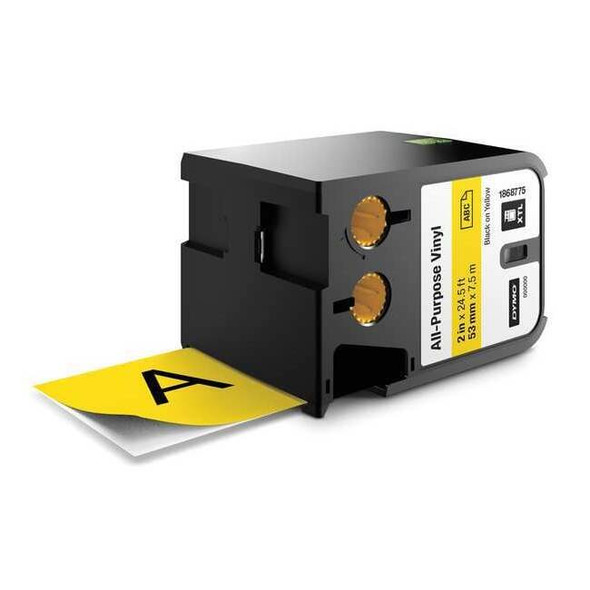 Dymo Cartridge Label, Black/Yellow, Labels/Roll: Continuous 1868775