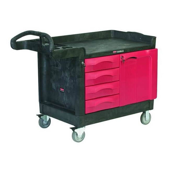 Rubbermaid Commercial Trade Cart/Service Bench,49 In. L,Black FG453388BLA