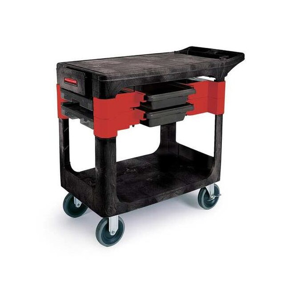 Rubbermaid Commercial Trade Cart/Service Bench,38 In. L,Black FG618000BLA
