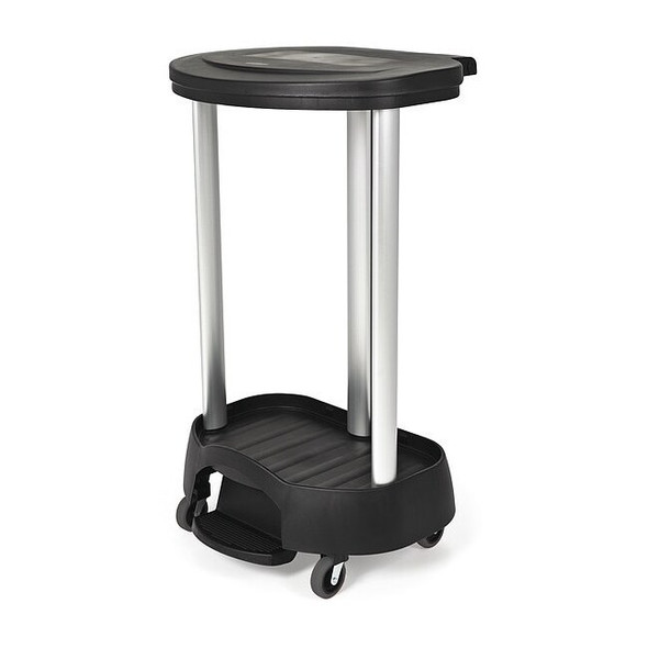 30 gal Linen Hamper, Black, 20-3/8" Dia, Polypropylene, Aluminum