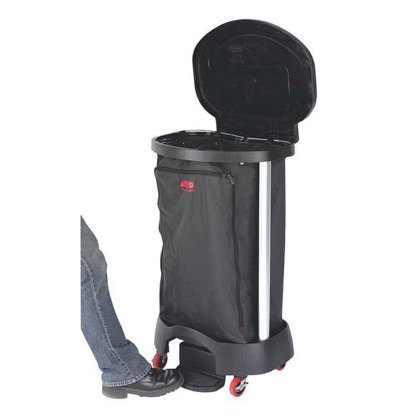30 gal Linen Hamper, Black, 20-3-8" Dia, Polypropylene, Aluminum  FG630000BLA