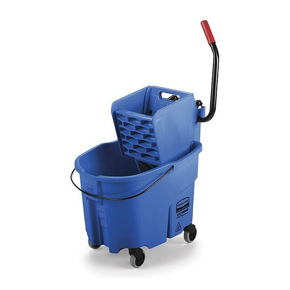 8 3/4 gal WaveBrake Side Press Mop Bucket and Wringer, Blue, Polypropylene