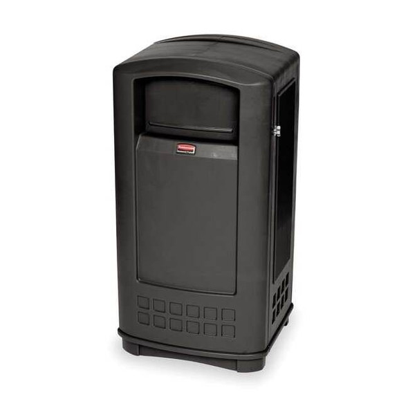 Plaza 35 gal Rectangular Outdoor Can, Black, None, Plastic, 20 5/8 in