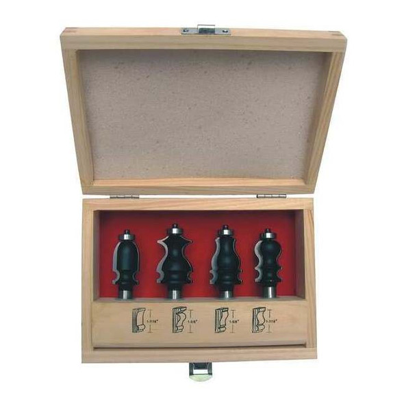 Manufacturer Varies Router Bit Set,Face Molding,1/2S, 4 Pc 16Y603