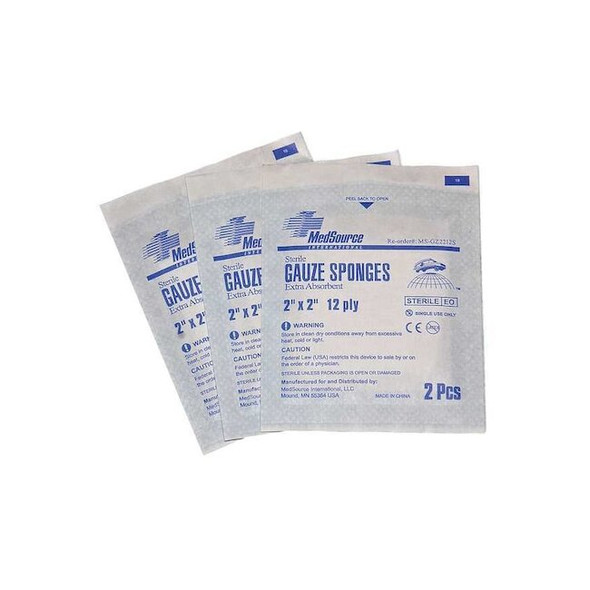 Medsource Sterile Gauze Sponges,White,2x2",PK1500 MS-GZ2212S