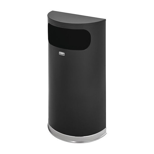 Half Round 9 gal Half-Round Indoor Metal Can, Black, None, Steel, Not Applicable