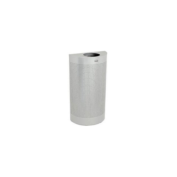 Rubbermaid Silhouette Steel Half Round Trash Can W/Plastic Liner 12 Gallon Silve