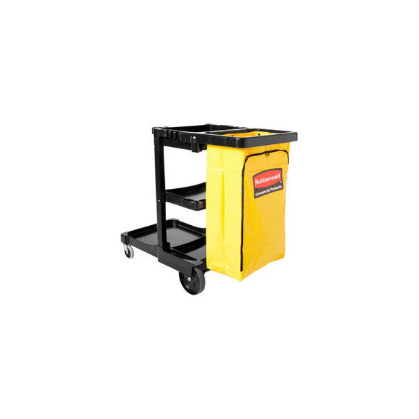 Rubbermaid 6173-88 Janitor Cart with 25 Gallon Vinyl Bag Black