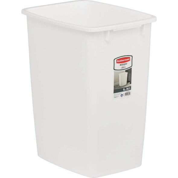 Rubbermaid 9 Gal. White Wastebasket FG2806TPWHT