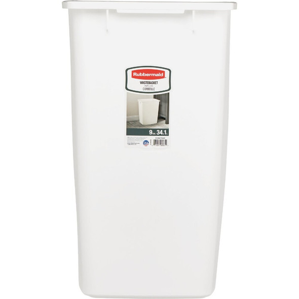 Rubbermaid 9 Gal. White Wastebasket FG2806TPWHT 637858