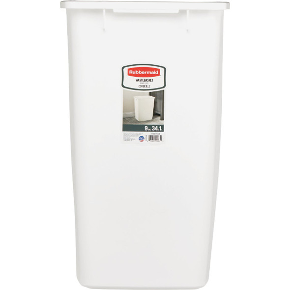 Rubbermaid 9 Gal. White Wastebasket FG2806TPWHT 637858