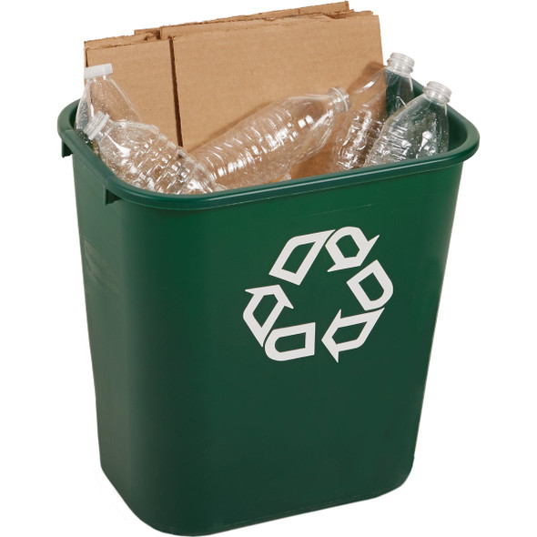 Rubbermaid 28 Qt. Green Recycling Wastebasket FG295606GRN 639142