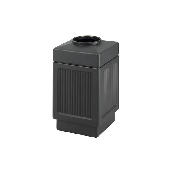 Canmeleon 38 gal Square Outdoor Can, Black, None, Plastic, 18 1/4 in