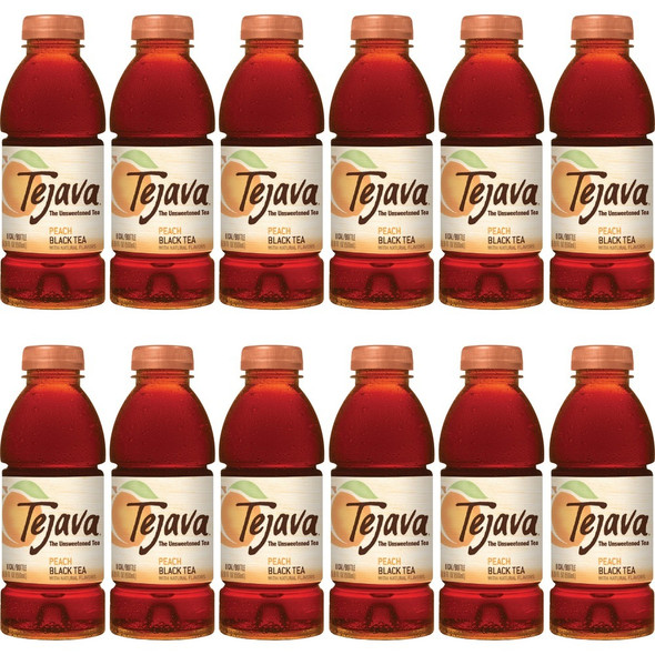 Tejava Peach Black Tea Bottle - GMO Free - 12 / Carton