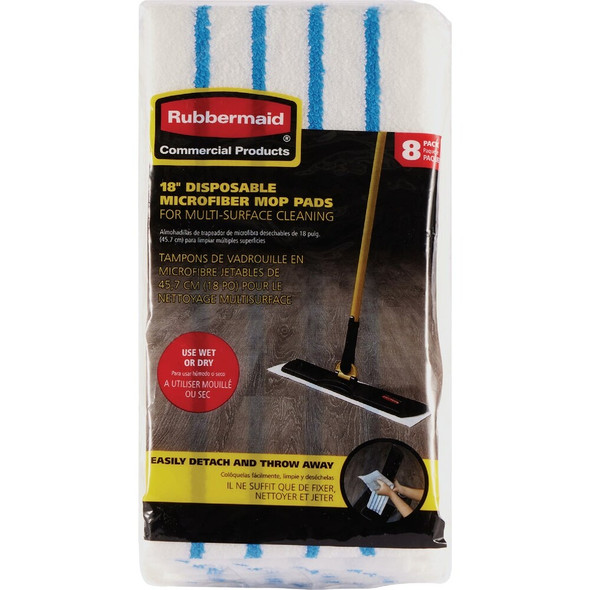Rubbermaid Commercial 18 In. Disposable Mop Pad Refills (8-Pack) 2182496 633794