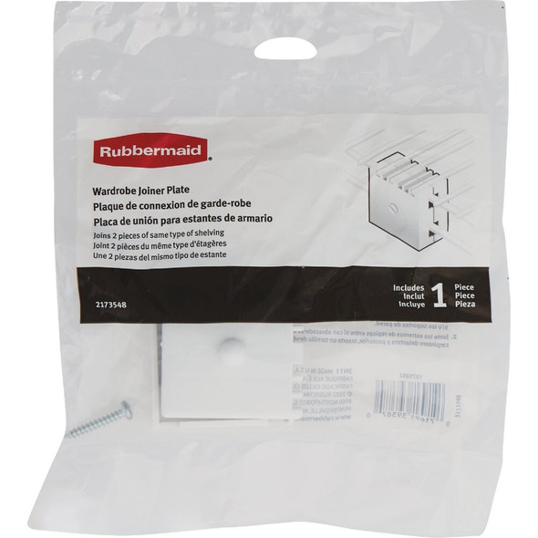 Rubbermaid White Wardrobe Shelf Joiner Plate 1875982 256847