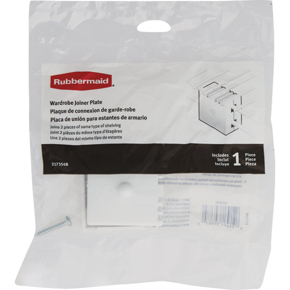 Rubbermaid White Wardrobe Shelf Joiner Plate 1875982 256847