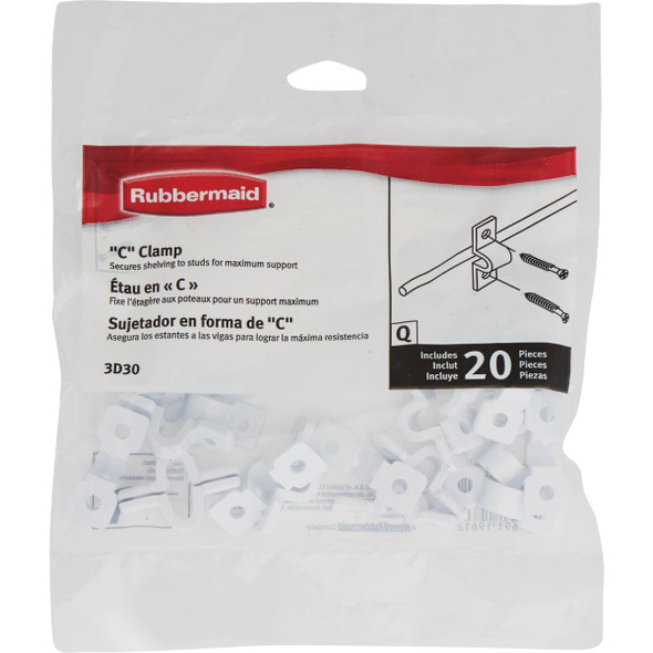 Rubbermaid White Universal Direct Mount C-Clamp Clips (20-Count) FG3D30LWWHT 210389