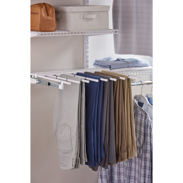 Rubbermaid Configurations White Sliding Pants Rack FG3J0602WHT 212621