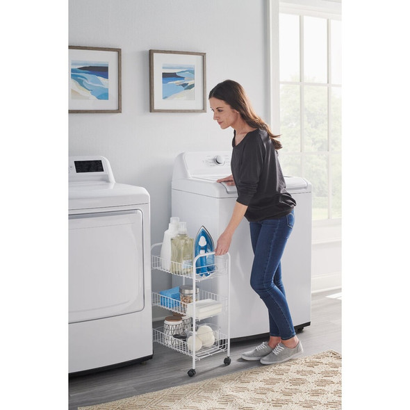 Rubbermaid White 3-Tier Wheeled Storage Cart 2149484 247433
