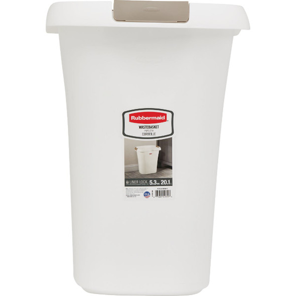 Rubbermaid 5.25 Gal. White Wastebasket FG5L6100WHT 628867