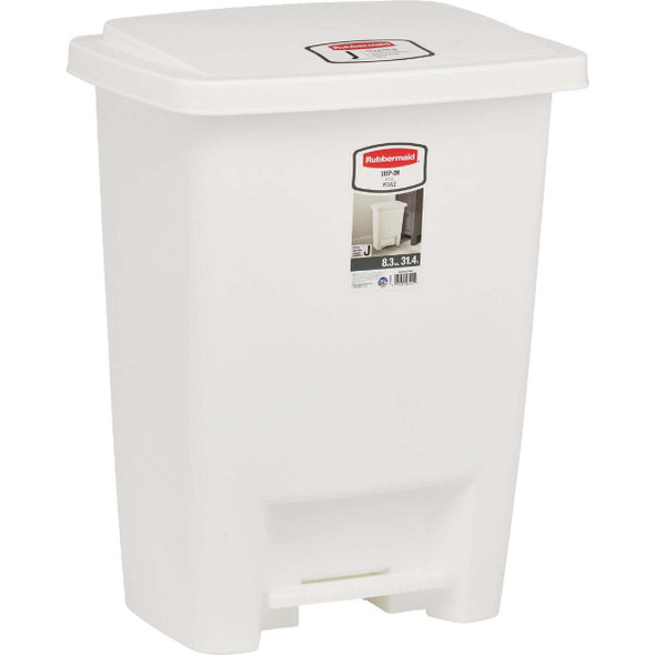 Rubbermaid 8.25 Gal. White Step-On Wastebasket FG284187WHT