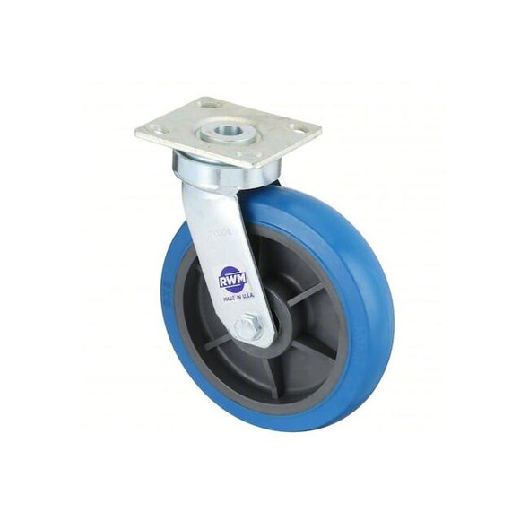Rwm Plate Caster,Swivel,Rubber,9 1/2"H 48-SWB-0820-S