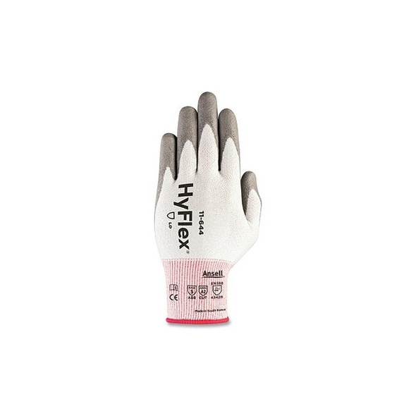 11-644 Polyurethane Palm Coated Gloves, Size 6, Gray/White and Gray
