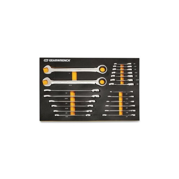 72T Modular Combination Ratcheting Wrench Tool Set, SAE, Includes Precut EVA Foam Tray, 21-Pc