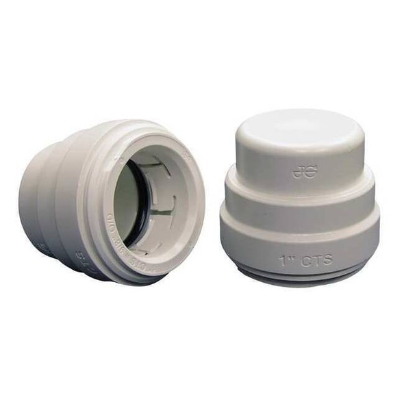 John Guest Push-Fit Fitting Cap, 1 in Tube Size, Polysulfone, White PSEI4636