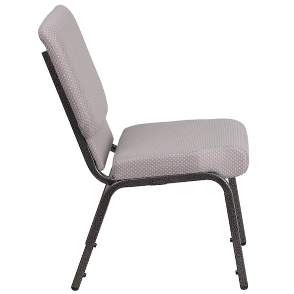 Hercules Church Chair, 19-1-4 in W 25" L 33-1-4" H, Fabric Seat  FD-CH02185-SV-GYDOT-GG