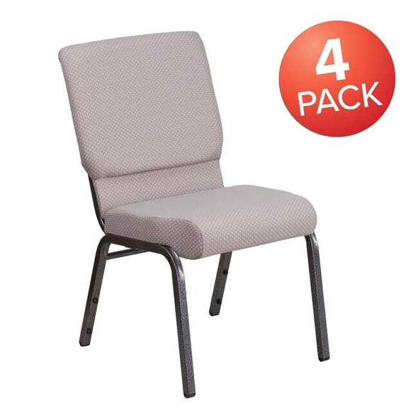 Flash Furniture Gray Dot Fabric Church Chair,PK4 4-FD-CH02185-SV-GYDOT-GG