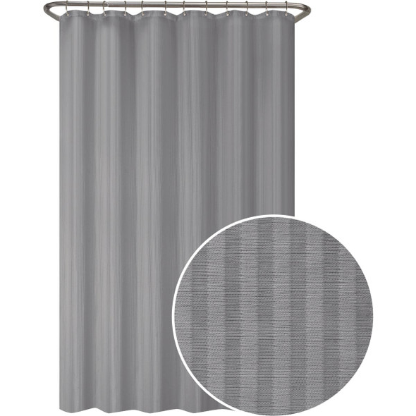 Zenna Home 70 In. x 72 In. Striped Gray Polyester Shower Curtain Liner LFRWTRGYL