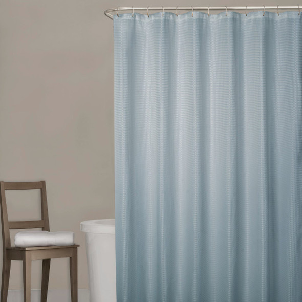 Zenna Home 70 In. x 72 In. Spa Waffle Blue Polyester Shower Curtain CFRWAFBLL 621588