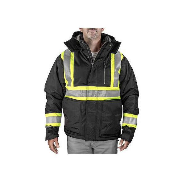 Tingley Rain Jacket, Nylon, Class 1 O, Black/Yellow, 5XL J28123C.5X