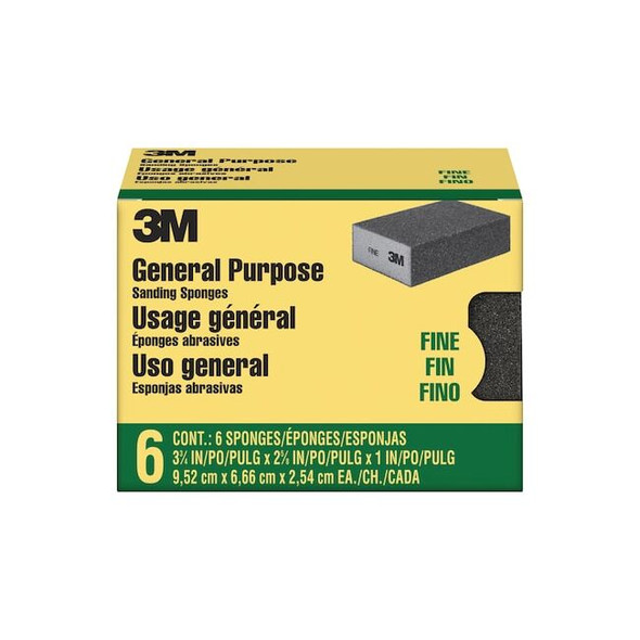 3m Sanding Sponge,Fine,3 3/4"L,2 5/8"W,6/Pack CP001-6P-CC Pack of 4