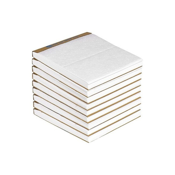 Sorbent Pad, 13 7/8 gal, 14 in x 15 in, Fuel, Oils, White, Polypropylene, 90 PK