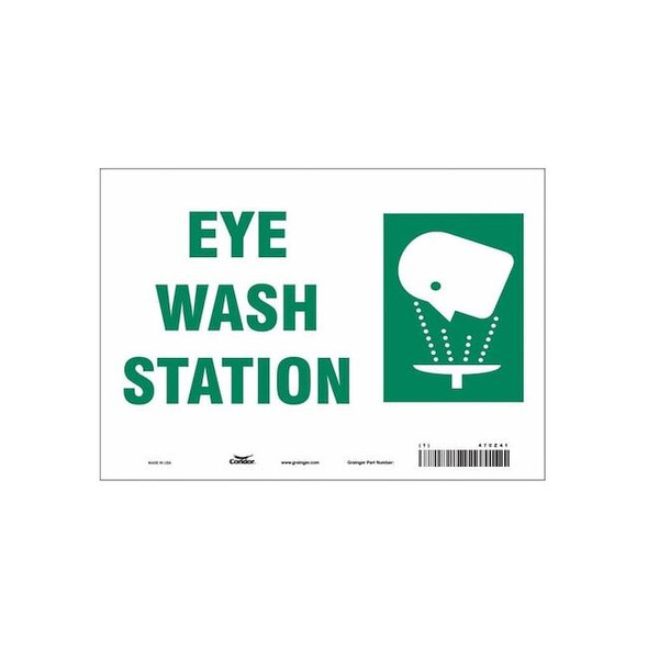 Eye Wash Station, 10 in W x 7 in H, Vertical Rectangle, Vinyl, 470Z41