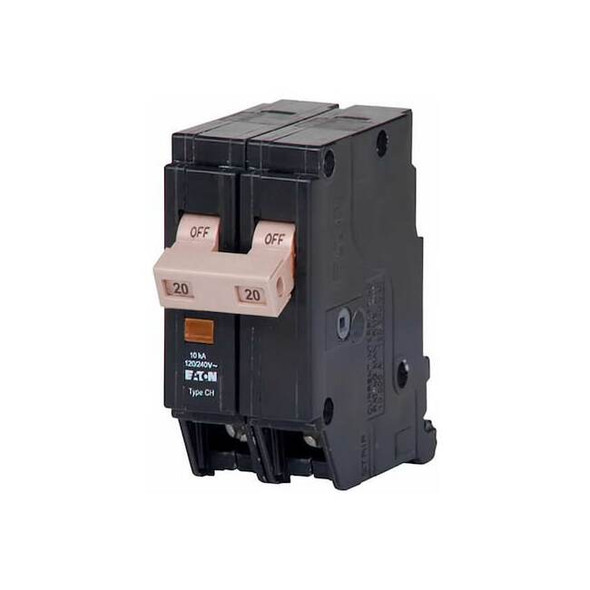 Eaton Circuit Breaker, CH Series, 20A, 2 Pole, 120/240V AC, 10kA CHF220