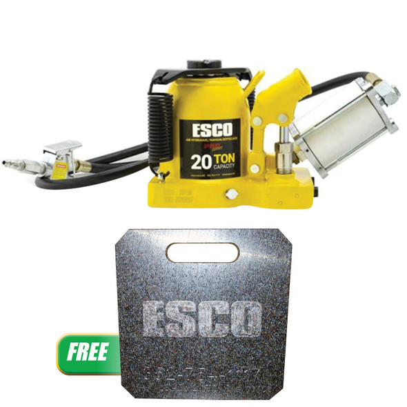 Buy(1)Pro Series 20Ton Shorty Air Hydr Bottle Jack & Get(1)20Ton Jack Plte 12X12X1 w/ Or. Rope Hndle 10382P