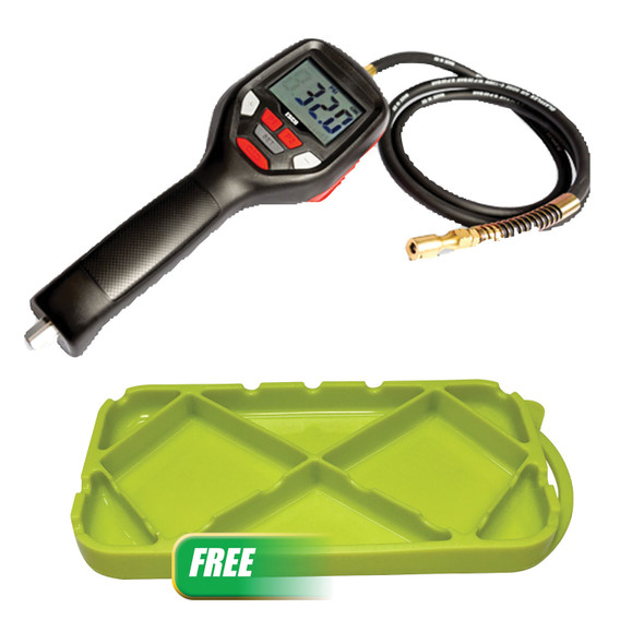 Buy (1) RECH TIRE INFLATOR LCD GAUGE CLIP-ON CHUCK and Get (1) Geckogrip Flexible Tray - Small 10963P