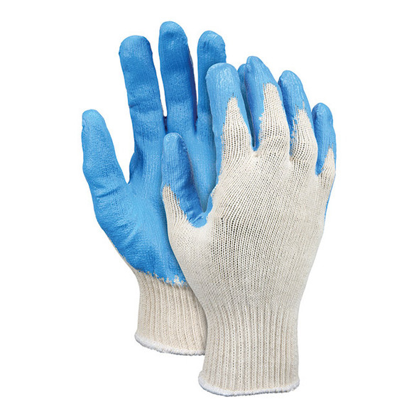 MCR Safety® Industry Standard Gloves, Large, Natural/Blue, 12/Pair