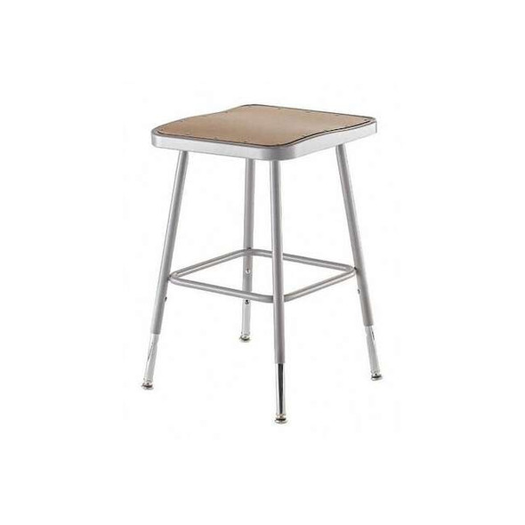Square Stool, Height Range 19" to 27", Masonite Board Gray