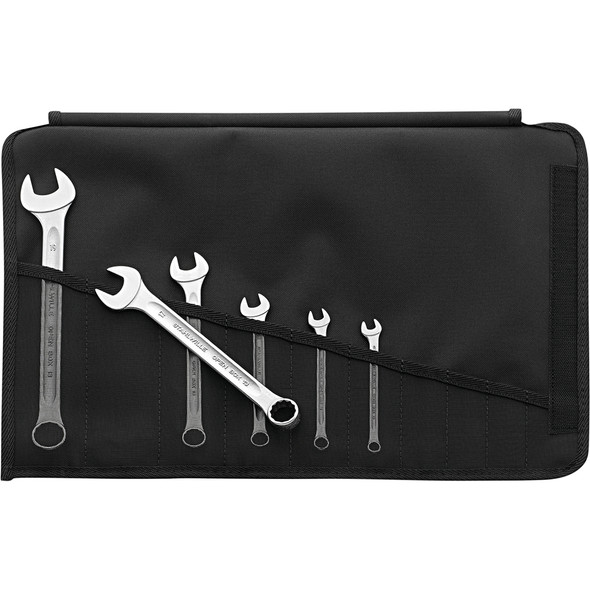 Combination wrench set  13/6 7-19 mm 6-piece set chrome alloy steel in a robust roll-up tool pouch 96400813