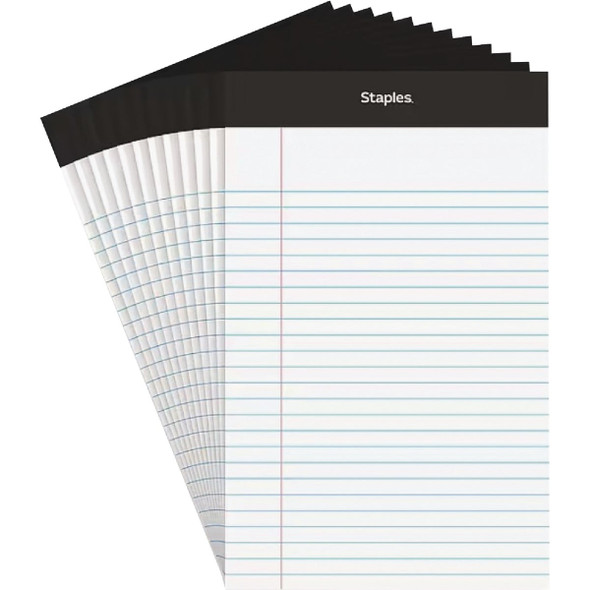 Staples 5 In. W. x 8 In. H. 50-Sheet White Top Bound Legal Pad (12-Pack) 163873