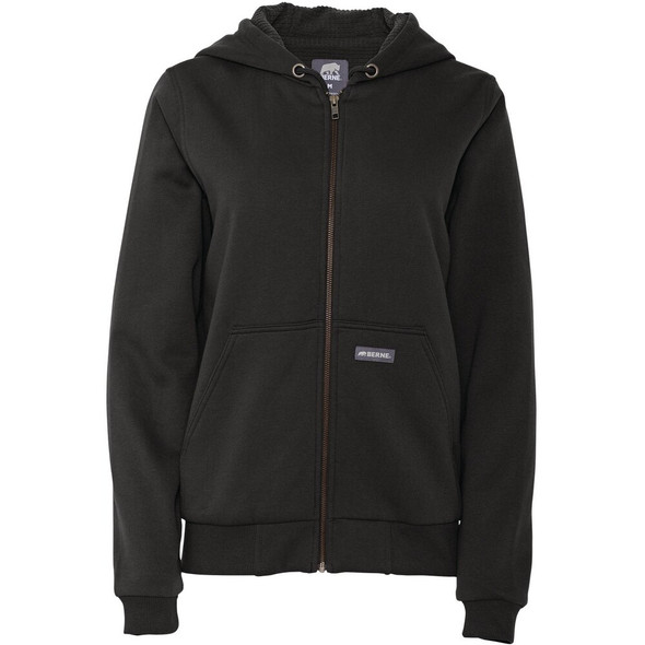 Berne Heritage Women's Medium Black Grid Fleece-Lined Full-Zip Hooded Sweatshirt WSZ108BKR400 722530